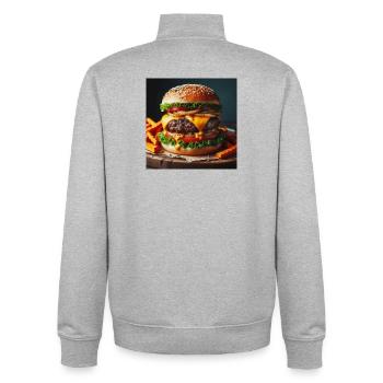 Voller Burger - Unisex Organic Zip Sweatshirt von Stanley/Stella - Grau meliert - Hinten - AI Model Male 185 light (185cm)