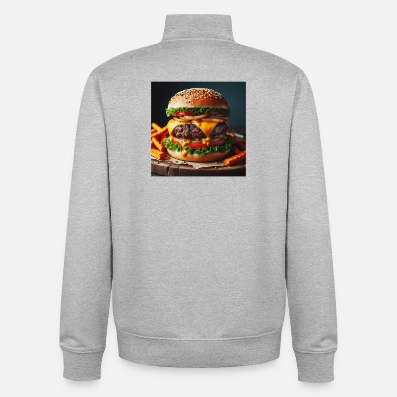 Burger complet - Sweat zippé unisexe en coton bio Stanley/Stella - gris chiné