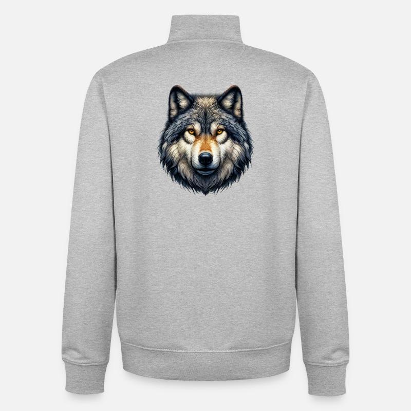 Loup - Sweat zippé unisexe en coton bio Stanley/Stella - gris chiné
