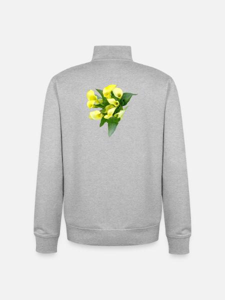 Delicate yellow calla flowers - Unisex Organic Zip Sweatshirt by Stanley/Stella - heather grey