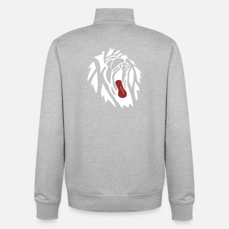 Löwe gähnend - Unisex Organic Zip Sweatshirt von Stanley/Stella - Grau meliert