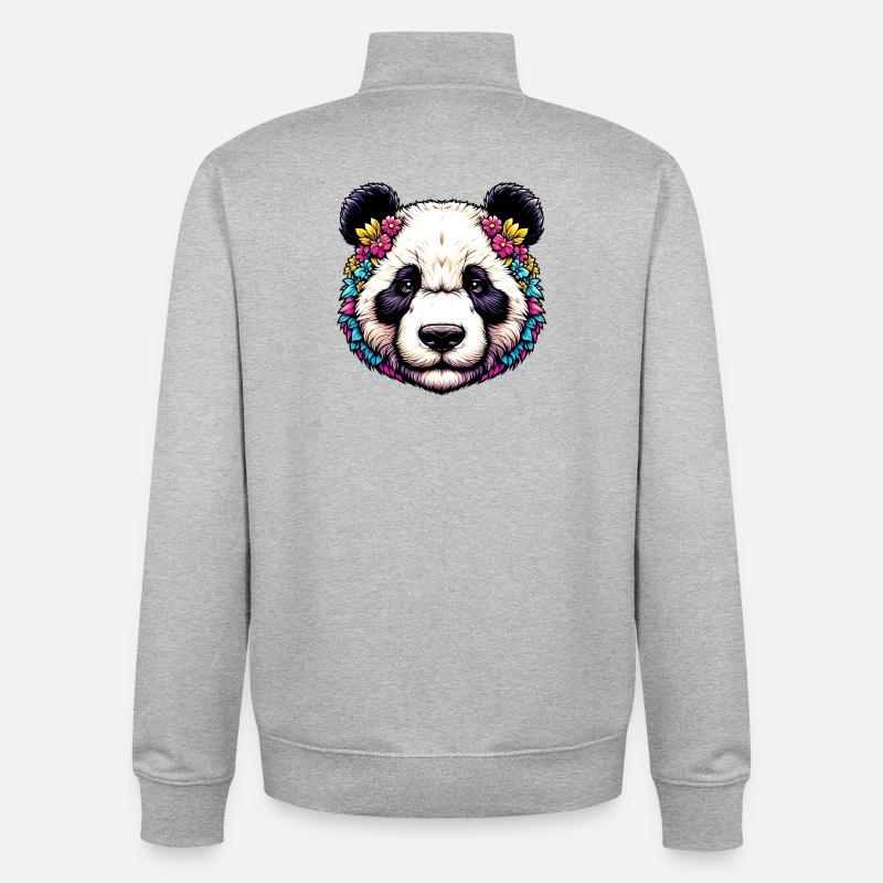 Panda - Unisex Organic Zip Sweatshirt by Stanley/Stella - heather grey