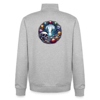 L’île au trésor - Sweat zippé unisexe en coton bio Stanley/Stella - gris chiné - Dos - AI Model Male 185 light (185cm)