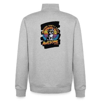 chat cool avec lunettes de soleil et fond arc-en-ciel - Sweat zippé unisexe en coton bio Stanley/Stella - gris chiné - Dos - AI Model Male 185 light (185cm)