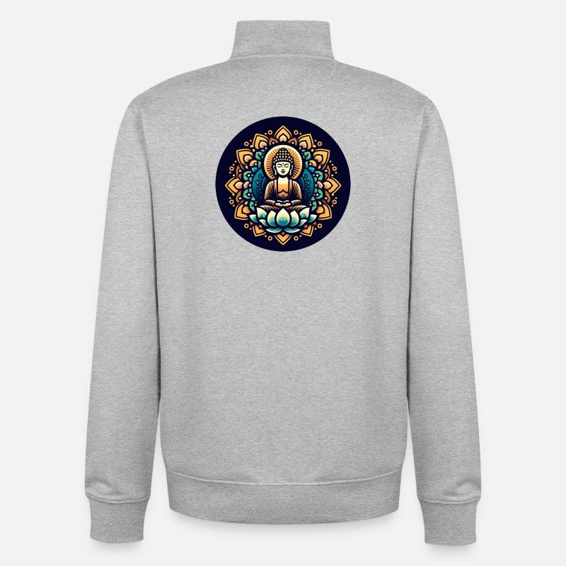 Le repos du Bouddha - Sweat zippé unisexe en coton bio Stanley/Stella - gris chiné