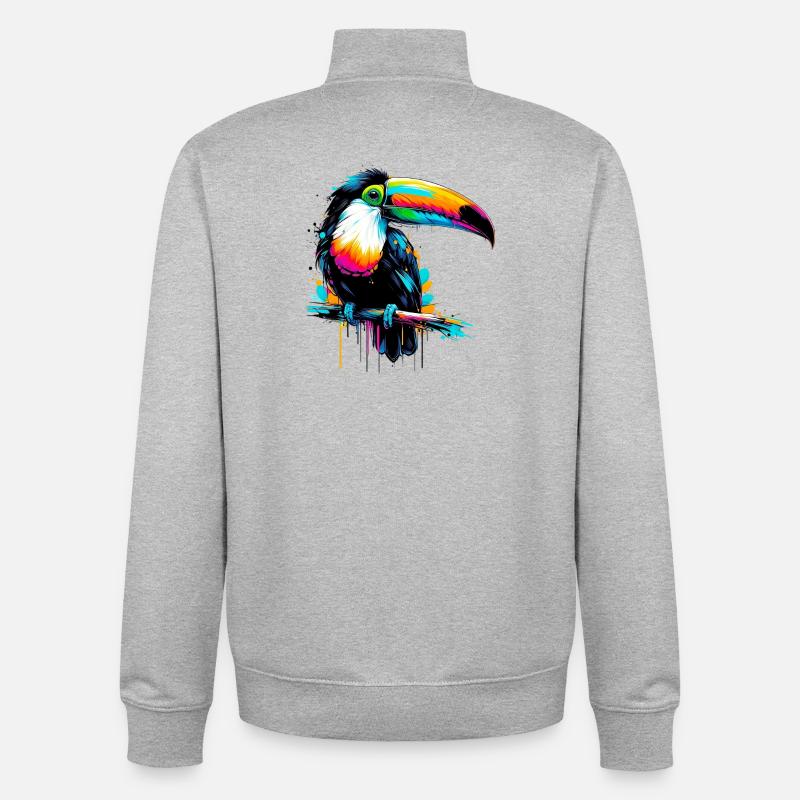 Toucan - Sweat zippé unisexe en coton bio Stanley/Stella - gris chiné