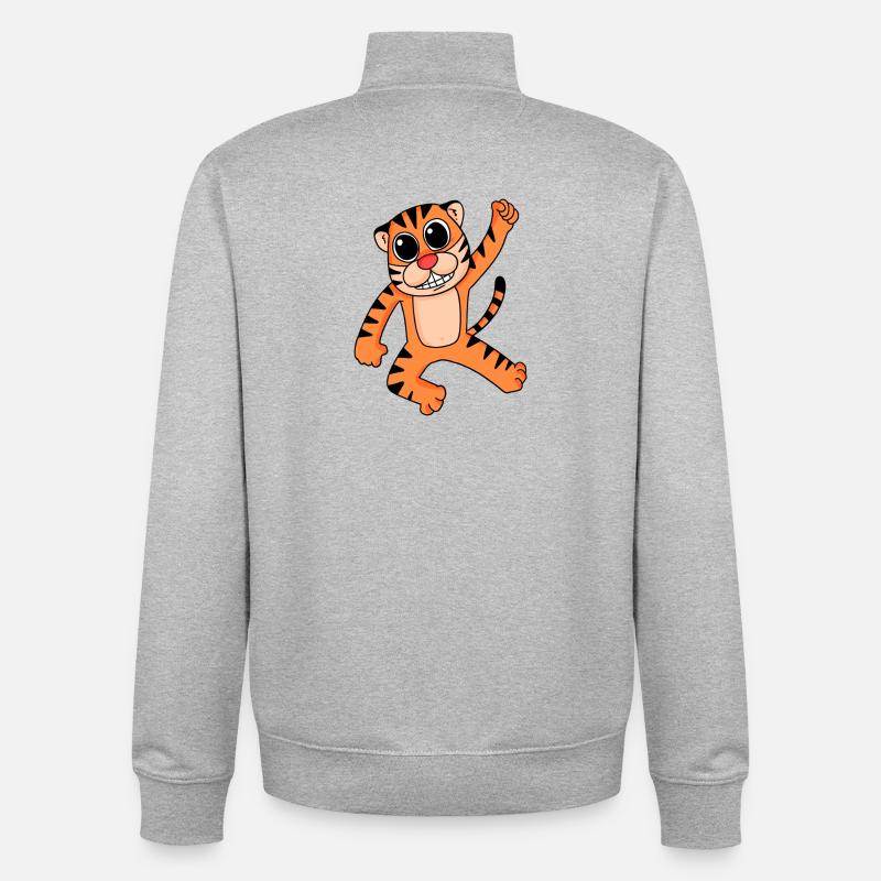 Tiger - Unisex Organic Zip Sweatshirt by Stanley/Stella - heather grey
