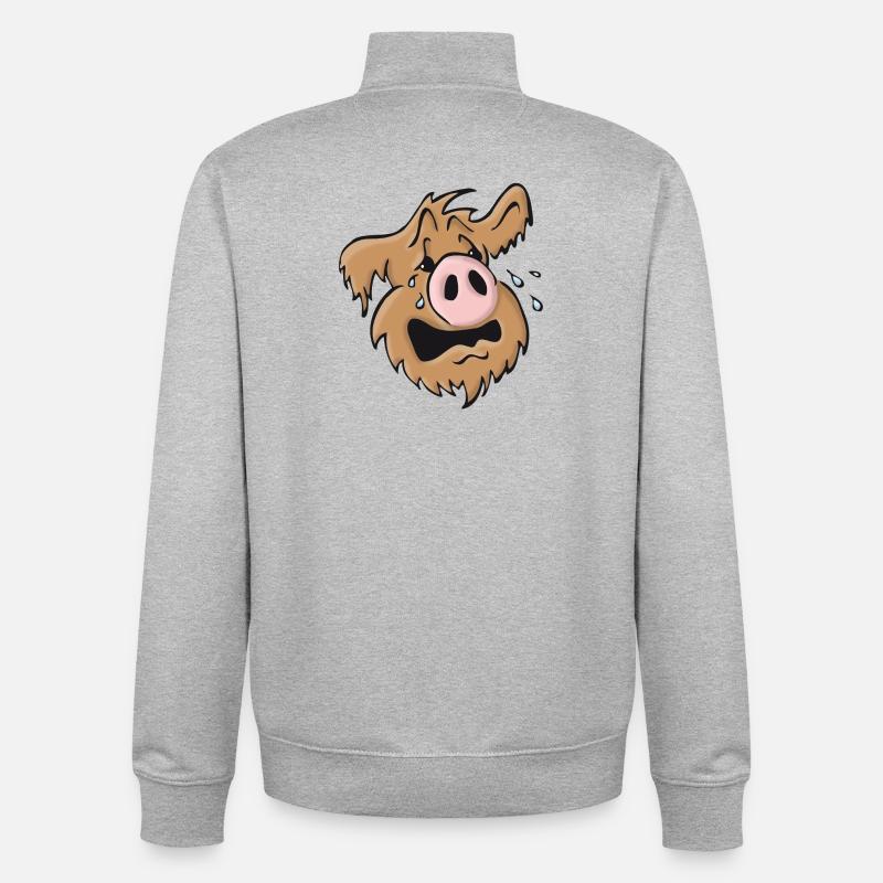 Chien cochon hurlant - Sweat zippé unisexe en coton bio Stanley/Stella - gris chiné