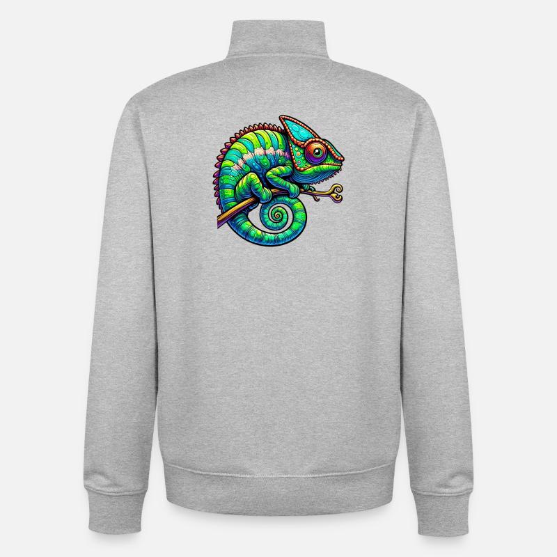 Caméléon - Sweat zippé unisexe en coton bio Stanley/Stella - gris chiné