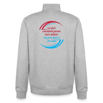 People's Faults - Unisex Organic Zip Sweatshirt by Stanley/Stella - heather grey - Back - AI Model Male 185 light (185cm)
