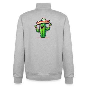 Fiesta-Kaktus: Der Saguaro-Shaker - Unisex Organic Zip Sweatshirt von Stanley/Stella - Grau meliert - Hinten - AI Model Male 185 light (185cm)
