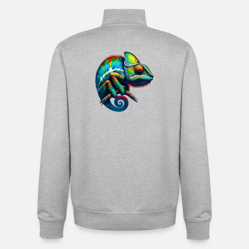 Caméléon - Sweat zippé unisexe en coton bio Stanley/Stella - gris chiné