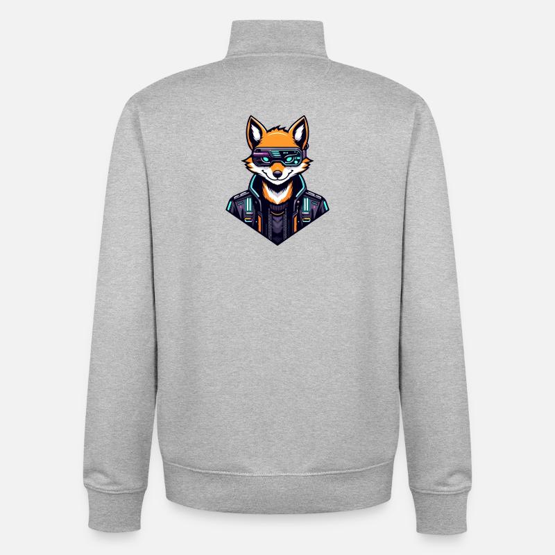 Cyber Fox Neon Tech Wild - Unisex Organic Zip Sweatshirt von Stanley/Stella - Grau meliert