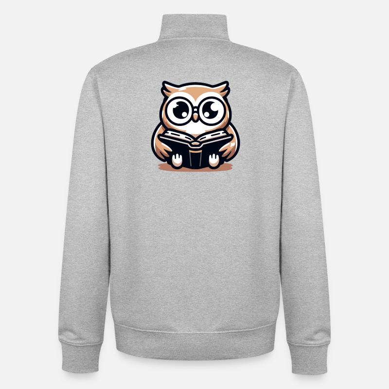 Weiser Eulenleser-Buch-Talisman - Unisex Organic Zip Sweatshirt von Stanley/Stella - Grau meliert