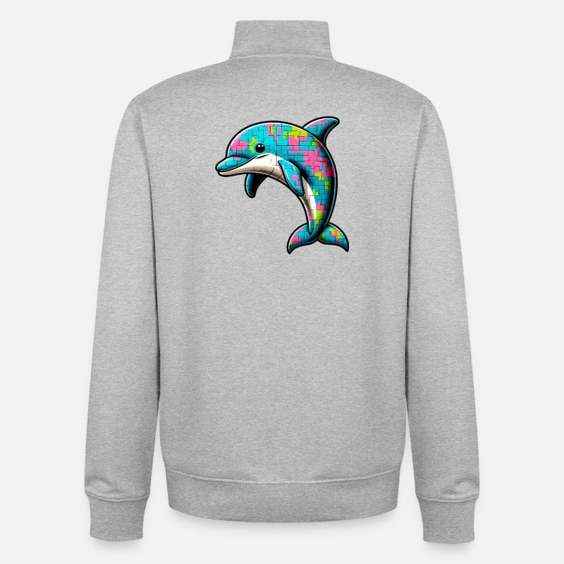 Delfin - Unisex Organic Zip Sweatshirt von Stanley/Stella - Grau meliert