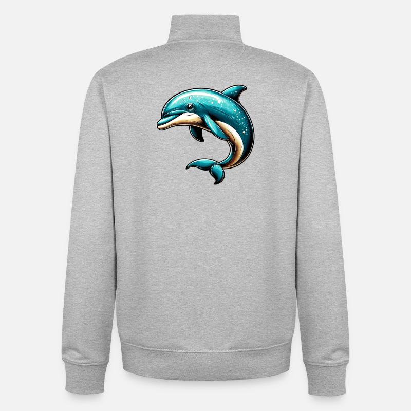 Dolphin - Unisex Organic Zip Sweatshirt by Stanley/Stella - heather grey