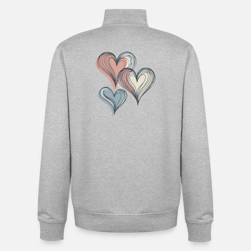 Pastellherzen Linienkunst - Unisex Organic Zip Sweatshirt von Stanley/Stella - Grau meliert