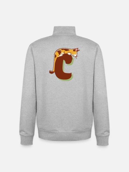 Cat Letter C - Unisex Organic Zip Sweatshirt by Stanley/Stella - heather grey