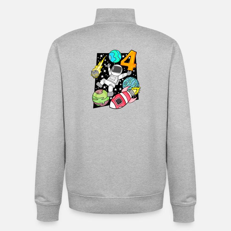 4 Geburtstag Junge Astronaut Rakete Space - Unisex Organic Zip Sweatshirt von Stanley/Stella - Grau meliert