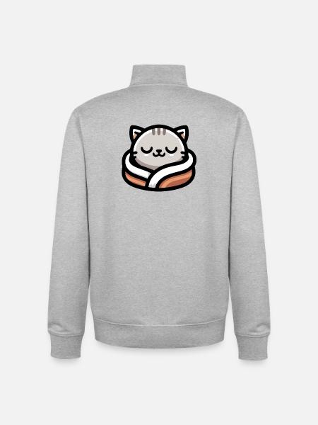 Slumber Paws: The Dreamy Tabby - Unisex Organic Zip Sweatshirt by Stanley/Stella - heather grey