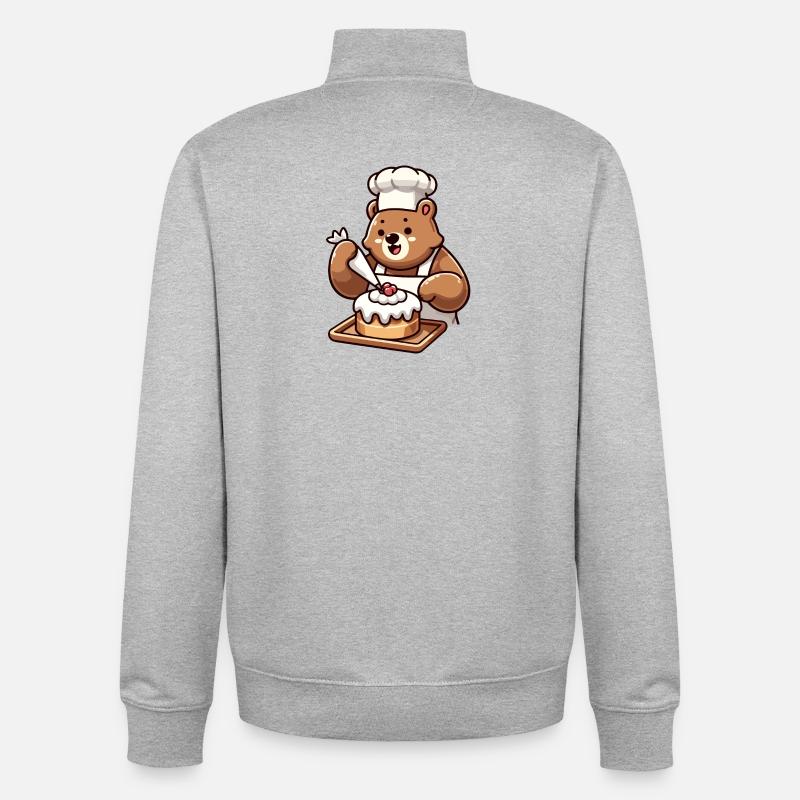 Baker Bear: Der Kuchenbeschwörer - Unisex Organic Zip Sweatshirt von Stanley/Stella - Grau meliert