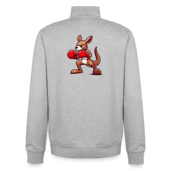 Kanga Punch: Der Boxer - Unisex Organic Zip Sweatshirt von Stanley/Stella - Grau meliert - Hinten - AI Model Male 185 light (185cm)