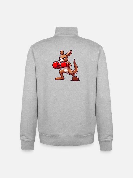 Kanga Punch: Der Boxer - Unisex Organic Zip Sweatshirt von Stanley/Stella - Grau meliert