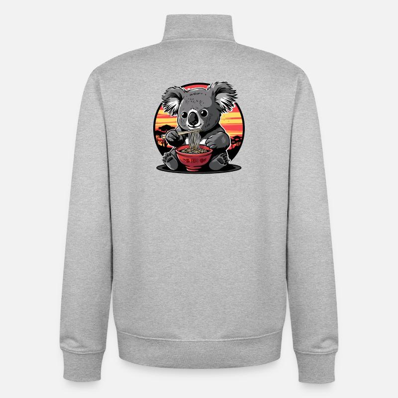 Lustig Koalabär Ramen Nudeln Koalabären Koala - Unisex Organic Zip Sweatshirt von Stanley/Stella - Grau meliert