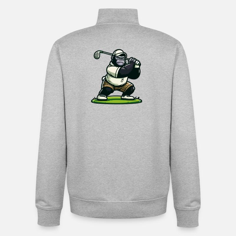 Golf-Gorilla - Unisex Organic Zip Sweatshirt von Stanley/Stella - Grau meliert