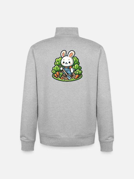 Erntetrichter: Der Gartenhase - Unisex Organic Zip Sweatshirt von Stanley/Stella - Grau meliert