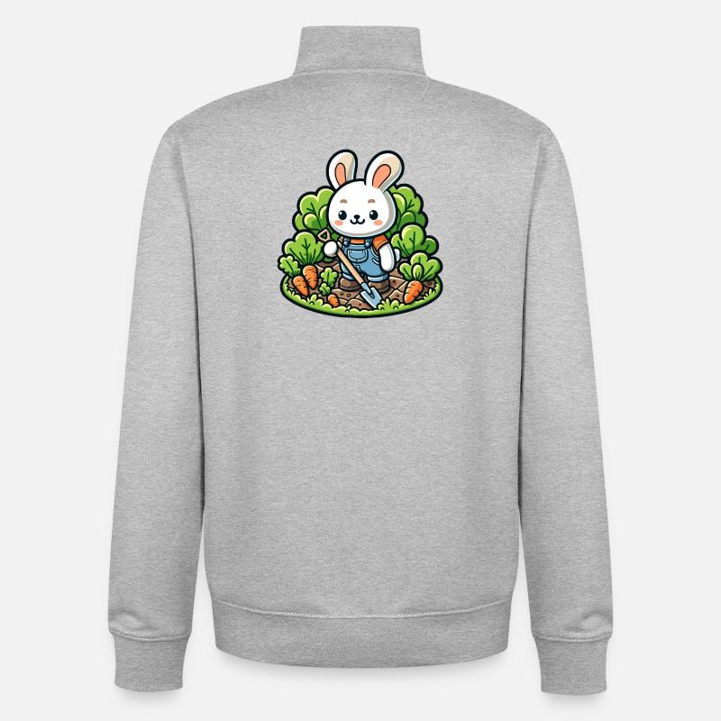 Erntetrichter: Der Gartenhase - Unisex Organic Zip Sweatshirt von Stanley/Stella - Grau meliert