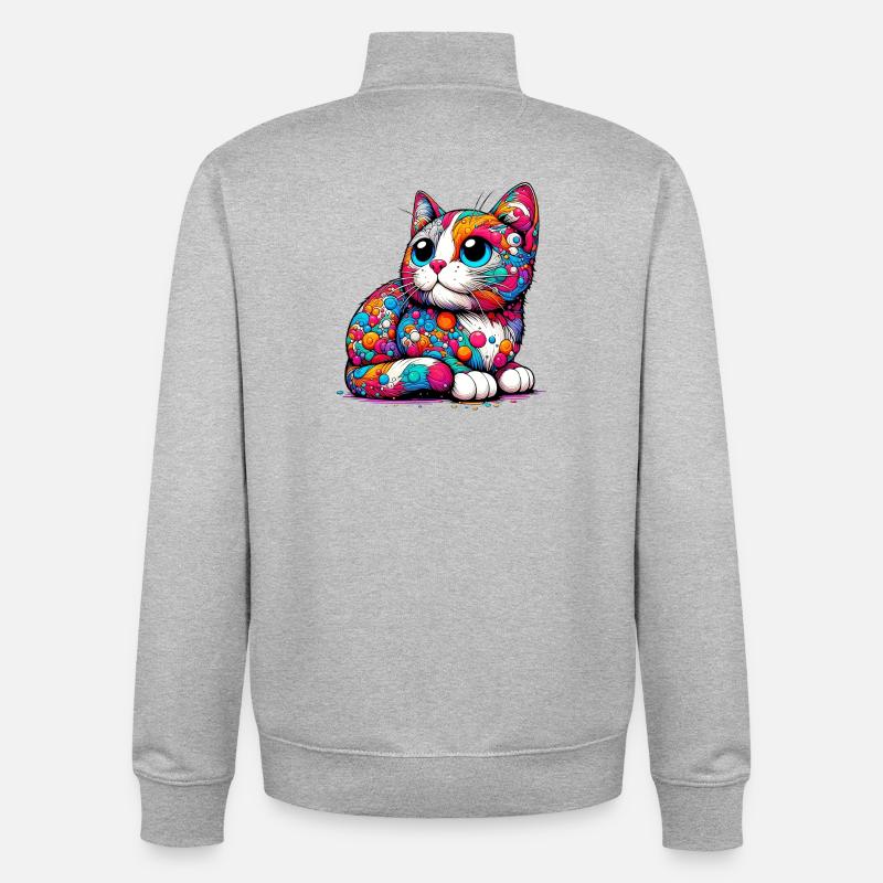 Chat - Sweat zippé unisexe en coton bio Stanley/Stella - gris chiné