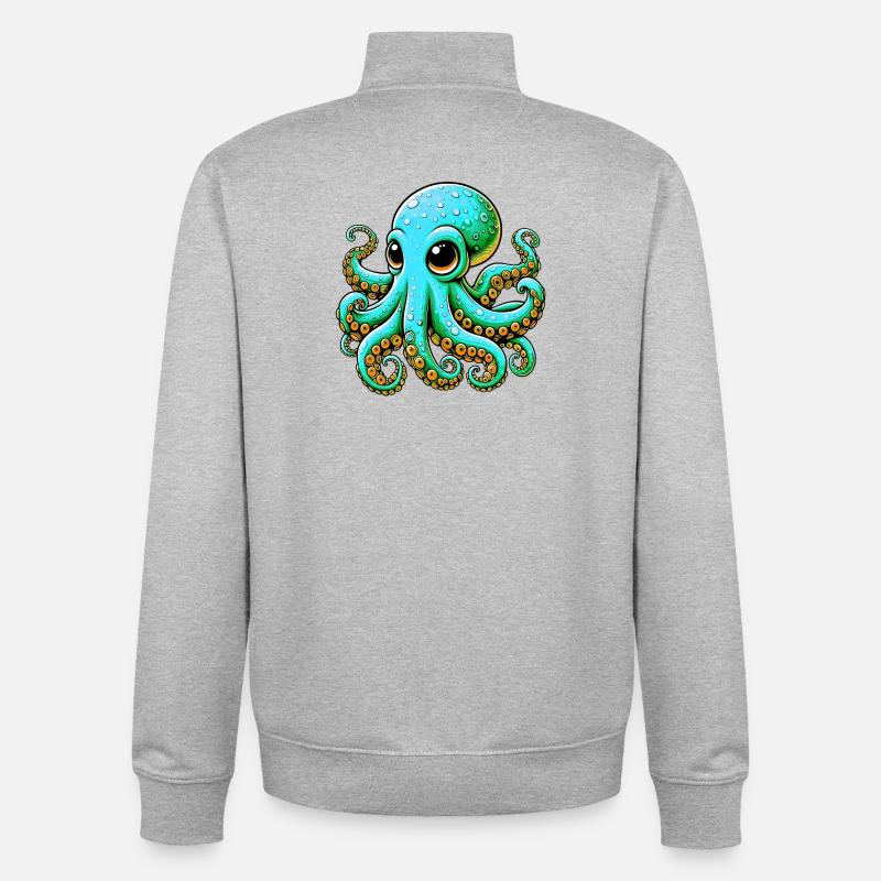 Pieuvre - Sweat zippé unisexe en coton bio Stanley/Stella - gris chiné