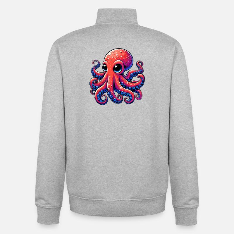 Octopus - Unisex Organic Zip Sweatshirt by Stanley/Stella - heather grey