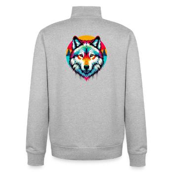 Loup - Sweat zippé unisexe en coton bio Stanley/Stella - gris chiné - Dos - AI Model Male 185 light (185cm)