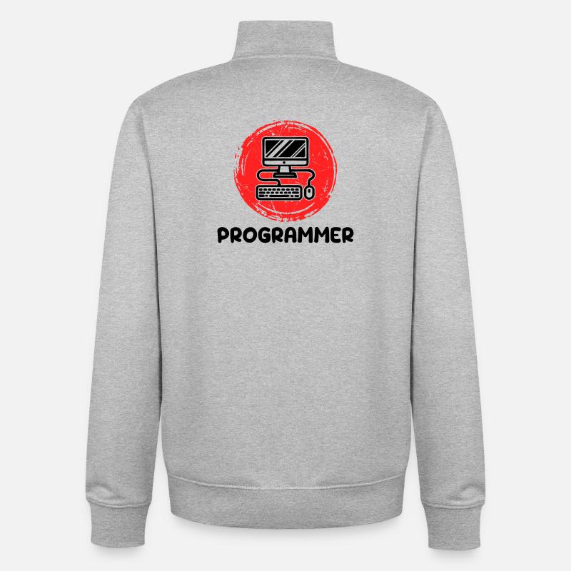 Développeur informatique Programmeur Code Scripting - Sweat zippé unisexe en coton bio Stanley/Stella - gris chiné