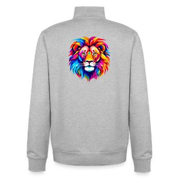 Colorful Lion - Unisex Organic Zip Sweatshirt by Stanley/Stella - heather grey - Back - AI Model Male 185 light (185cm)
