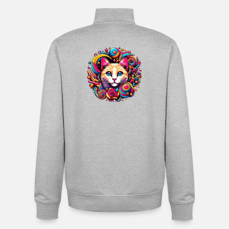 Katze - Unisex Organic Zip Sweatshirt von Stanley/Stella - Grau meliert