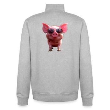 Cochon domestique Cochon Cochon Porcelet Cochon - Sweat zippé unisexe en coton bio Stanley/Stella - gris chiné - Dos - AI Model Male 185 light (185cm)
