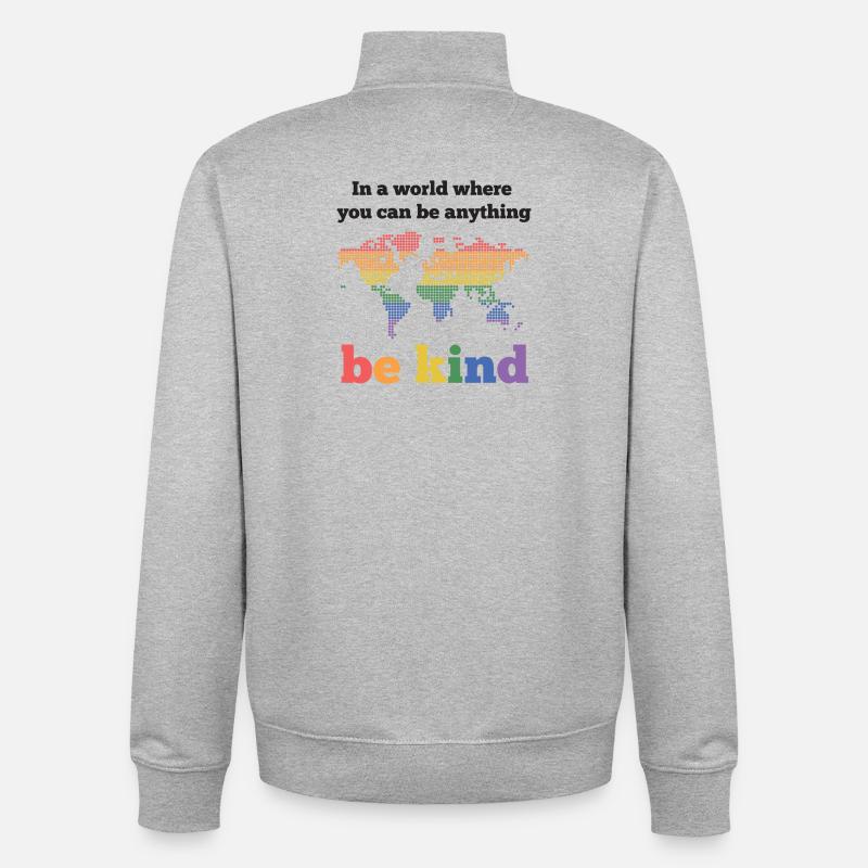 LGBTQ-Pride-Monat - Sei freundlich - Unisex Organic Zip Sweatshirt von Stanley/Stella - Grau meliert