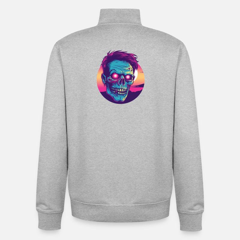 Zombie-Synthwave 2 - Unisex Organic Zip Sweatshirt von Stanley/Stella - Grau meliert