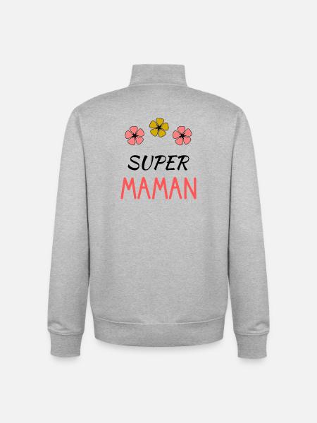 MAMAN. FÊTE DES MÈRES - Sweat zippé unisexe en coton bio Stanley/Stella - gris chiné