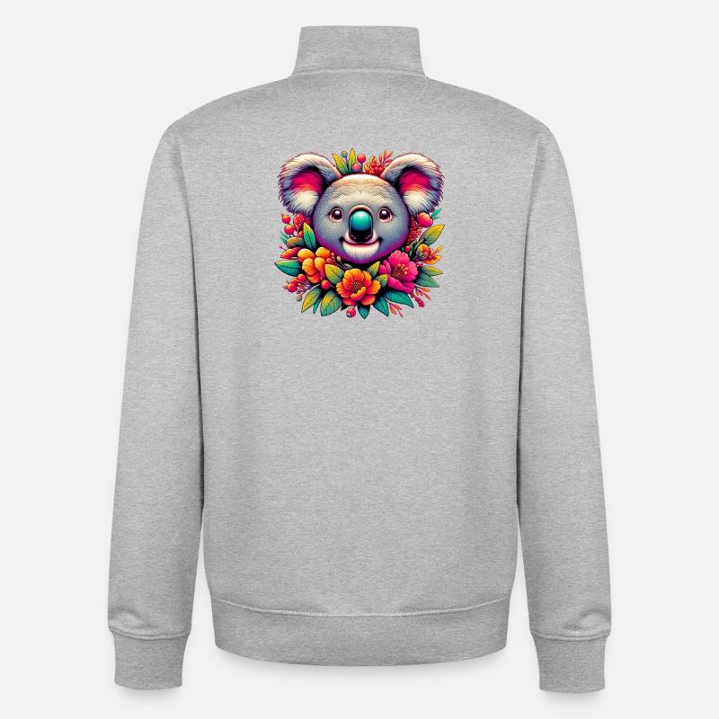 Koala - Sweat zippé unisexe en coton bio Stanley/Stella - gris chiné