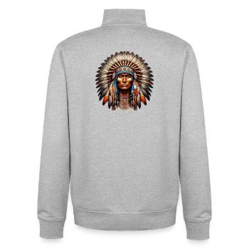Amerikanischer Indianer Amerikanische Rote Haut - Unisex Organic Zip Sweatshirt von Stanley/Stella - Grau meliert - Hinten - AI Model Male 185 light (185cm)