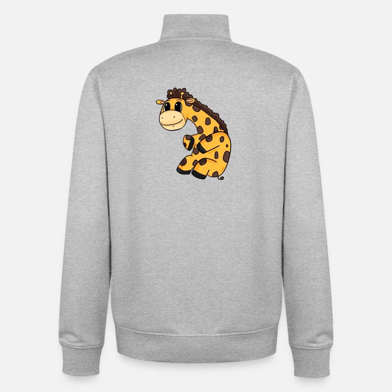 Girafe - Sweat zippé unisexe en coton bio Stanley/Stella - gris chiné