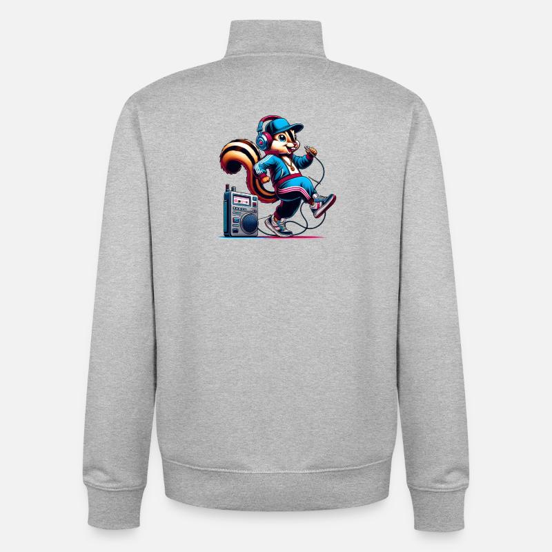 Tamia joyeux avec écouteurs - Sweat zippé unisexe en coton bio Stanley/Stella - gris chiné