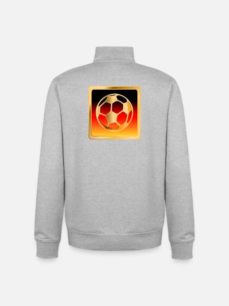 FOOTBALL GERMANY FLAG - Unisex Organic Zip Sweatshirt by Stanley/Stella - heather grey