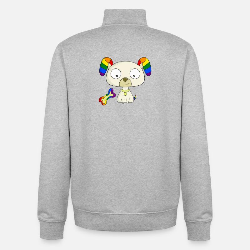 Regenbogen-Welpe - Unisex Organic Zip Sweatshirt von Stanley/Stella - Grau meliert