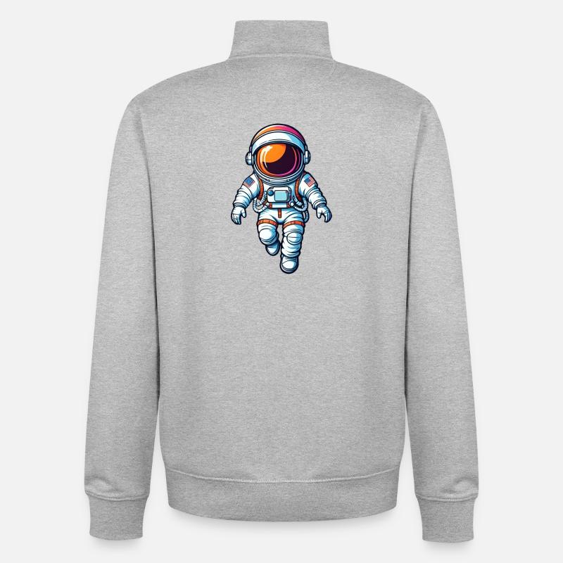 Bunter Cartoon-Astronaut - Unisex Organic Zip Sweatshirt von Stanley/Stella - Grau meliert