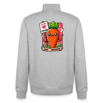 Cheerful Carrot Vegan - Unisex Organic Zip Sweatshirt by Stanley/Stella - heather grey - Back - AI Model Male 185 light (185cm)